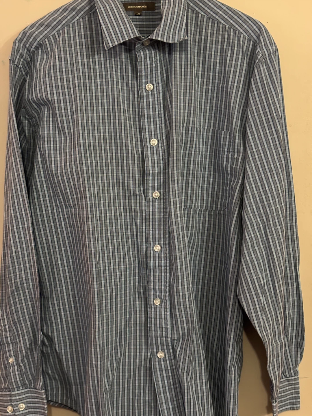 DENVER HAYES Blue Plaid Dress Shirt - Large - photo 2
