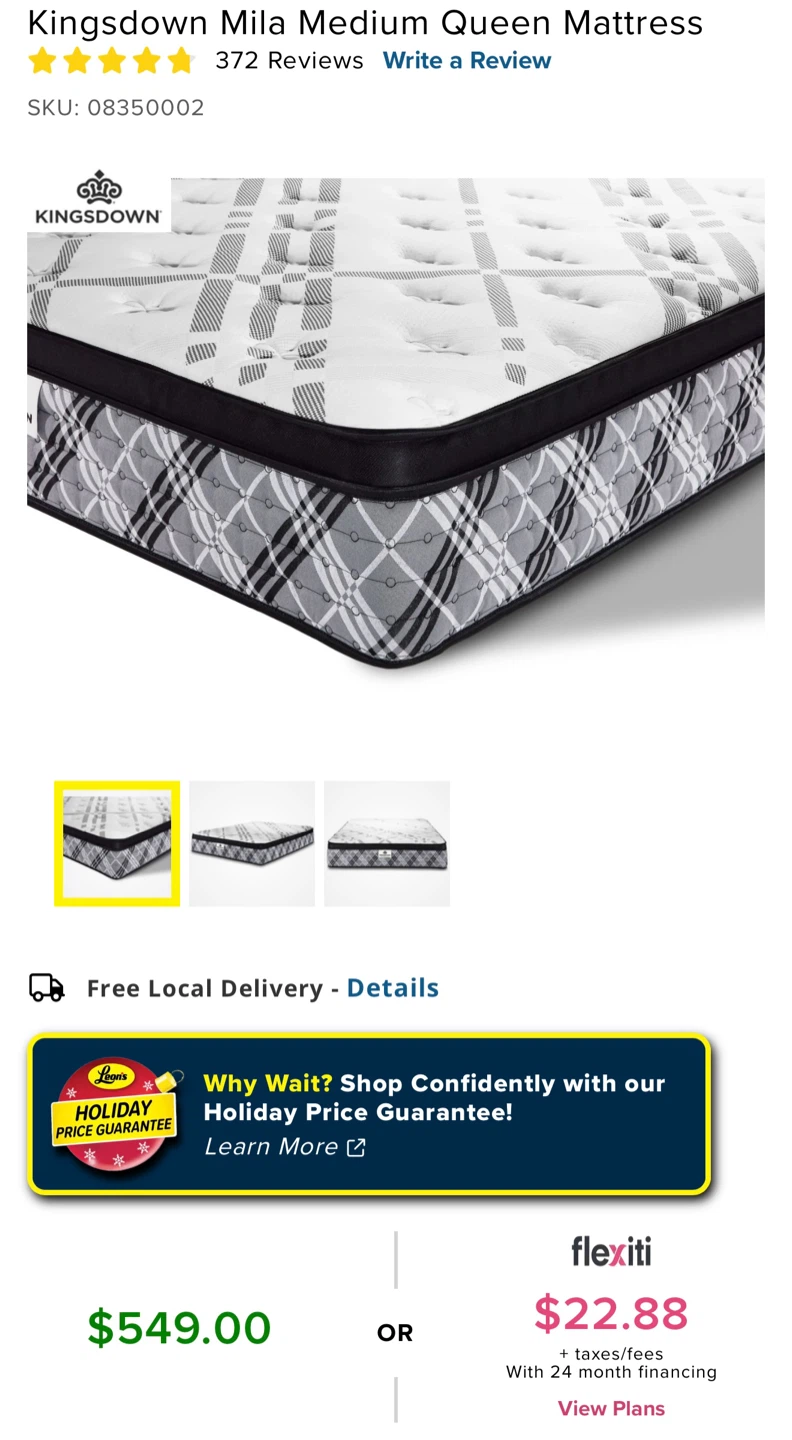 Kingsdown Mila Medium Queen Mattress - Like New! - photo 2