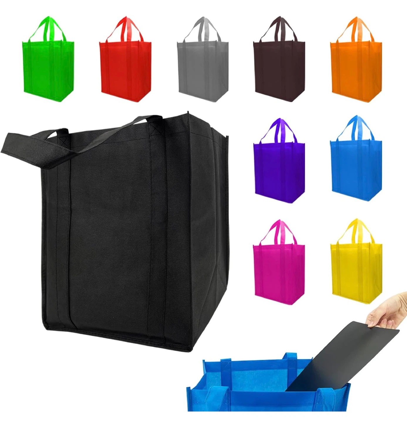 10pcs Large Black Reusable Grocery Bag