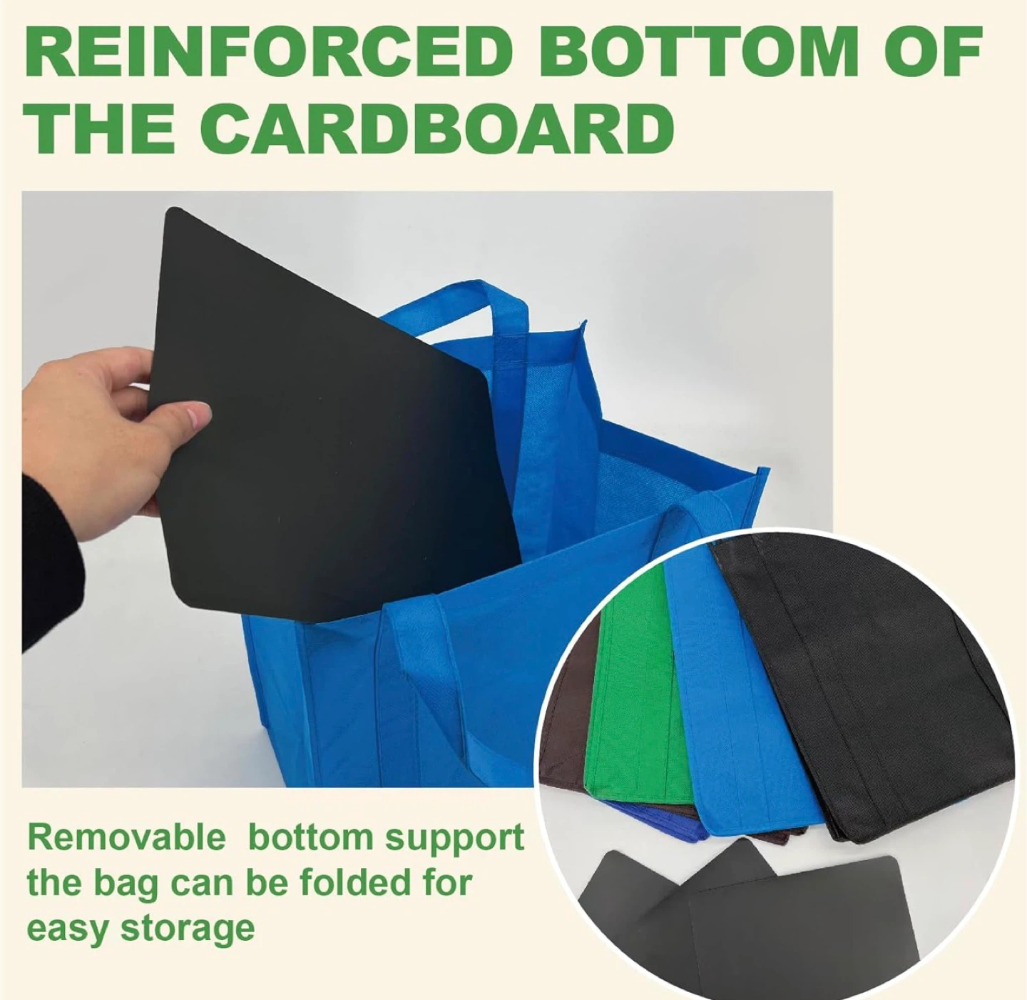 10pcs Large Black Reusable Grocery Bag - photo 3