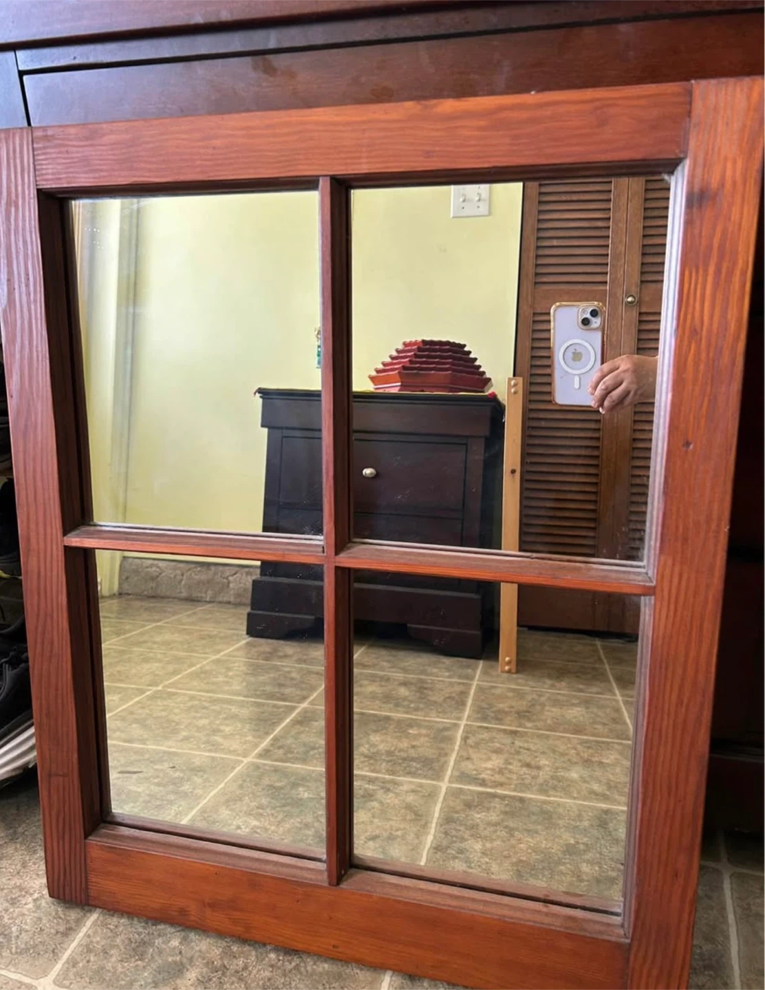Vintage solid wood window mirror