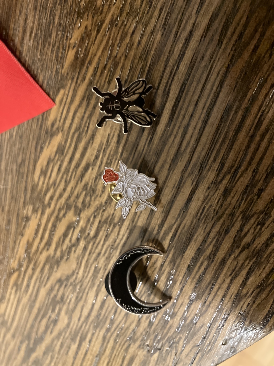 Assorted Pins - Fly, Rose, Moon