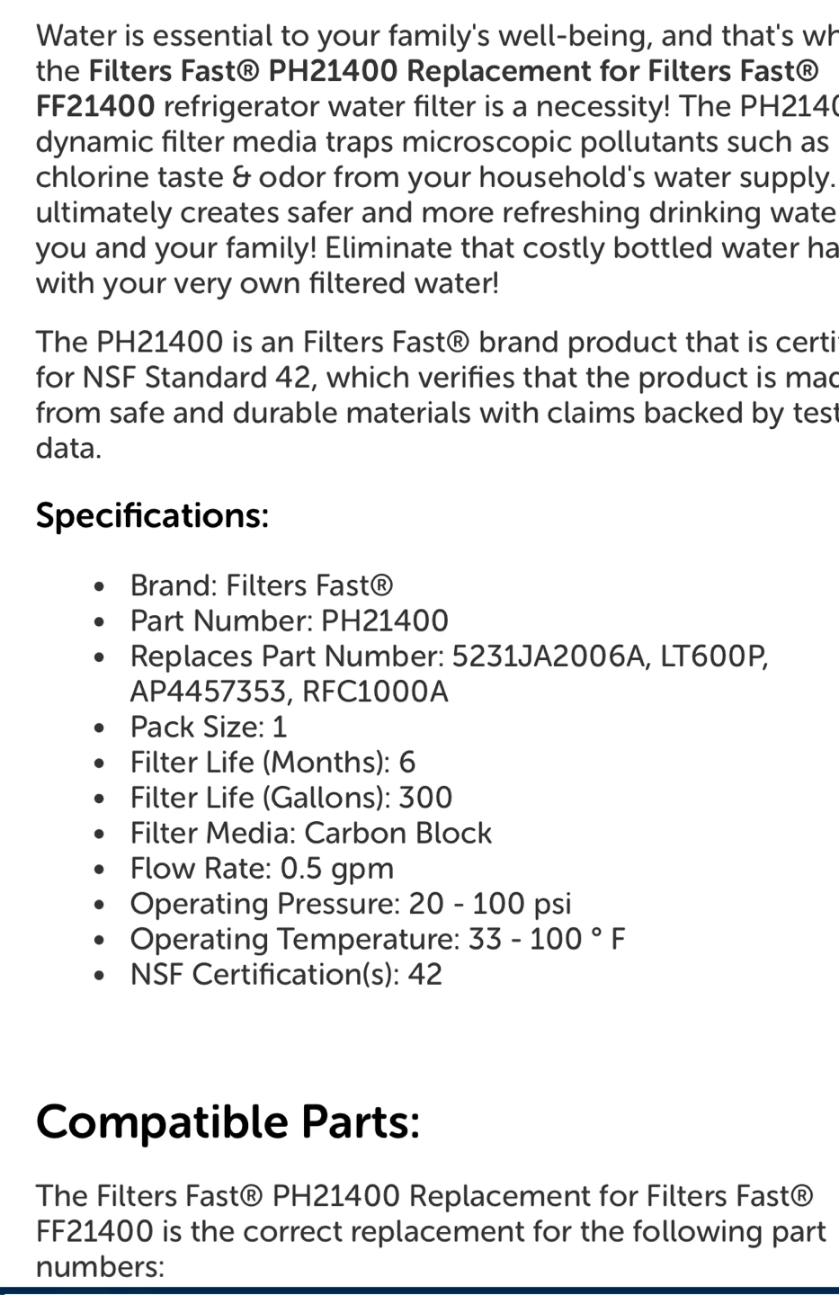 Filters Fast PH21400 Refrigerator Water Filters x 2 - photo 3
