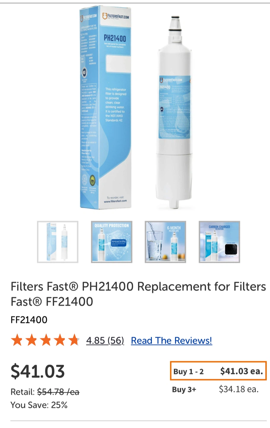 Filters Fast PH21400 Refrigerator Water Filters x 2 - photo 2