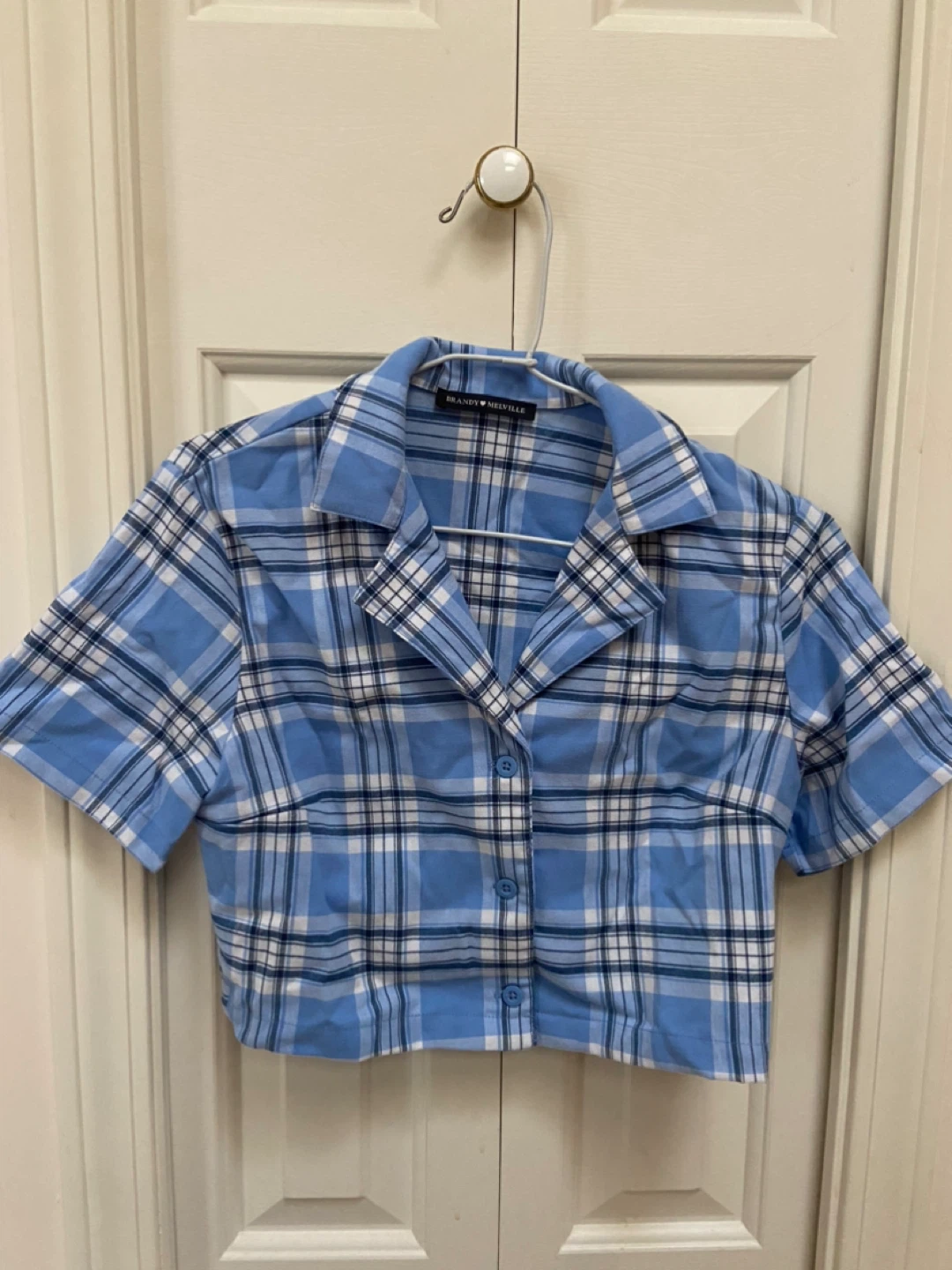 Brandy Melville Blue Plaid Crop Top