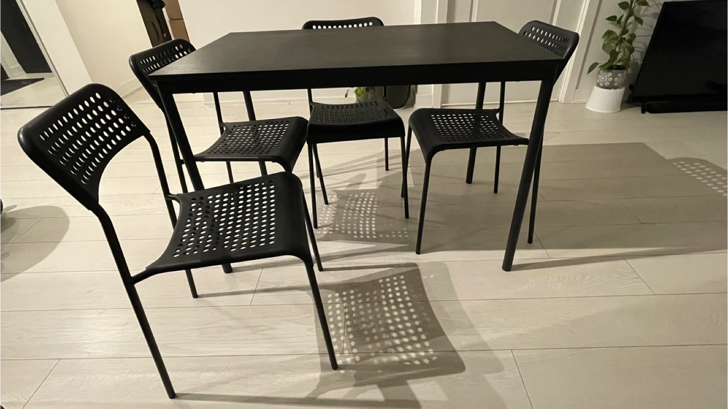 IKEA Black Dining Table with 4 Chairs - photo 5