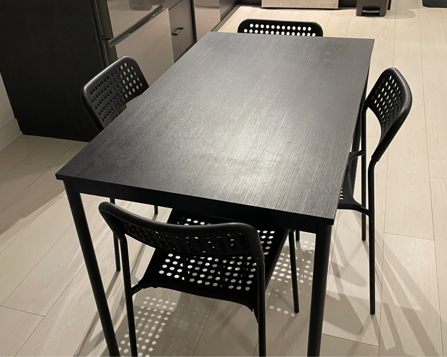 IKEA Black Dining Table with 4 Chairs