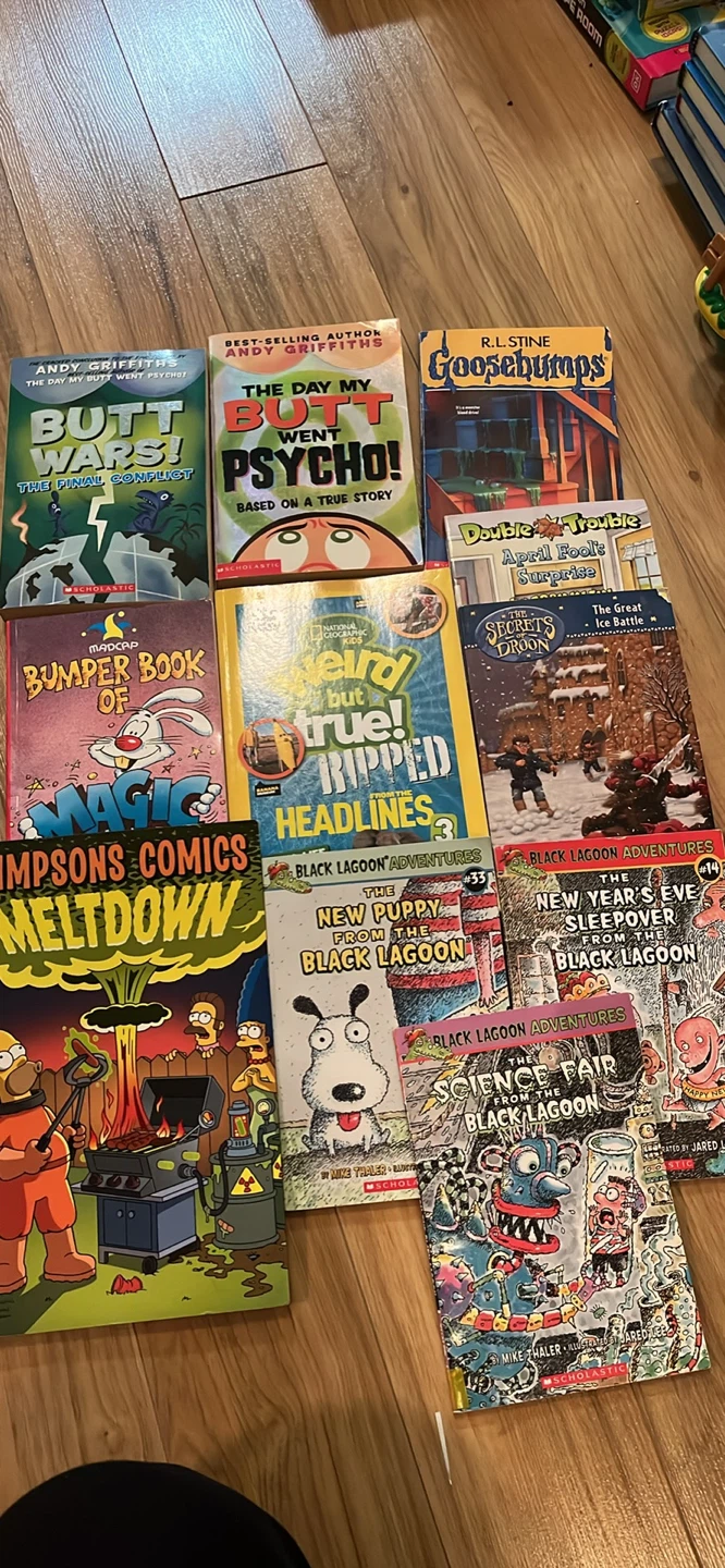 Kids' Book Bundle: Goosebumps, Simpsons, Black Lagoon +