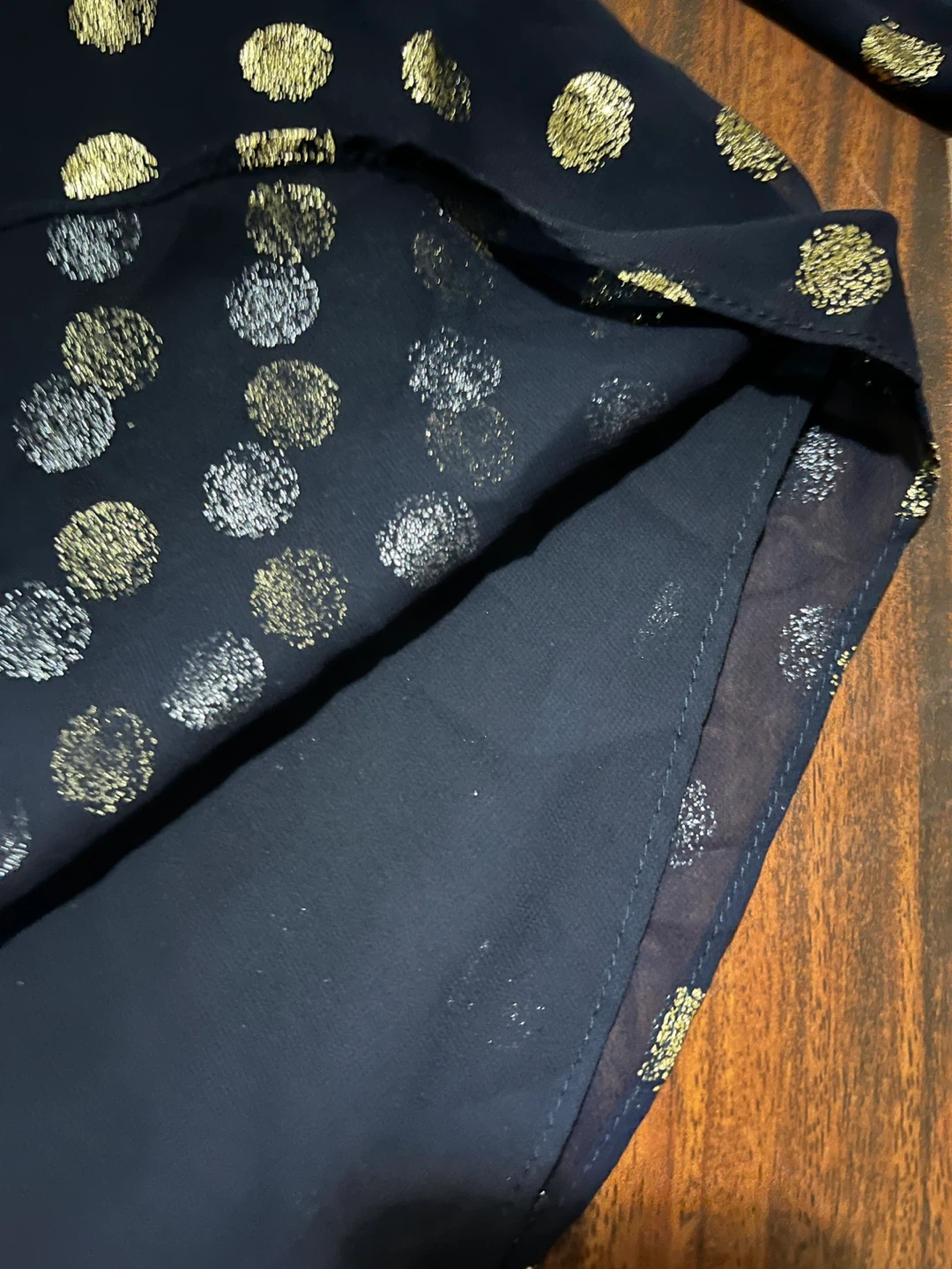 Joseph Ribkoff women’s 6 polka dot blouse, midnight blue gold - photo 3