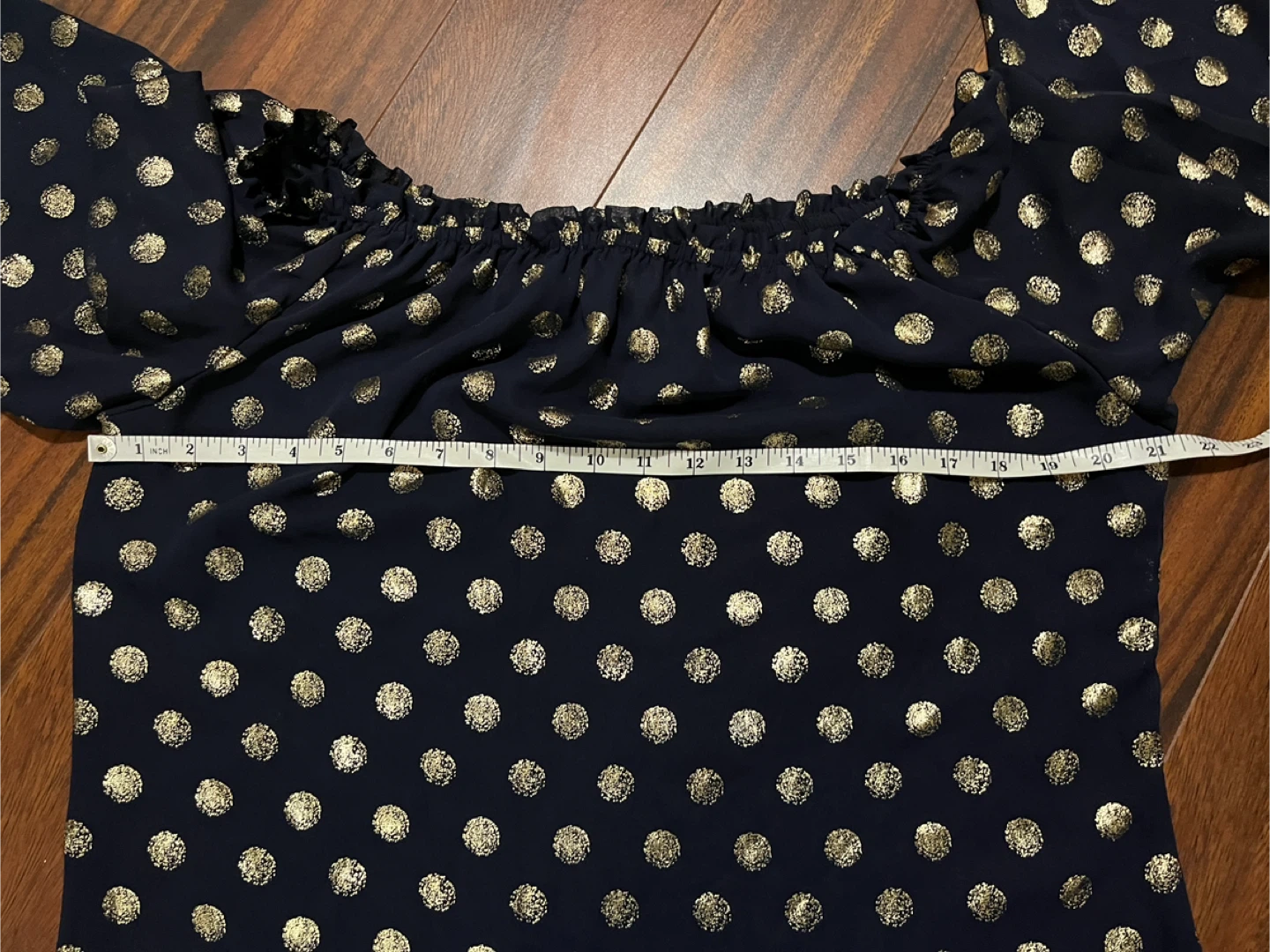 Joseph Ribkoff women’s 6 polka dot blouse, midnight blue gold - photo 4
