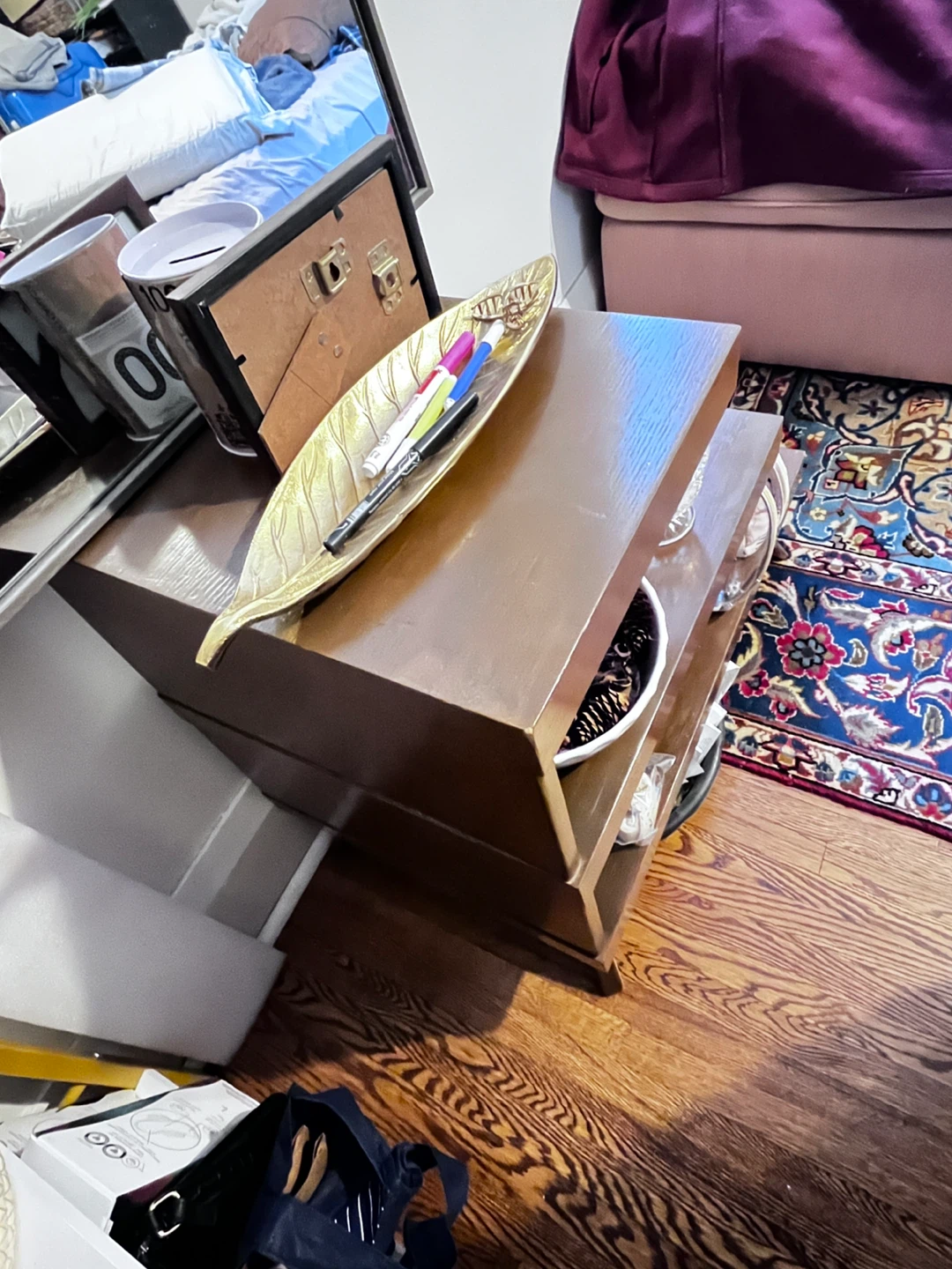 Brown Wooden bedside Table - photo 2