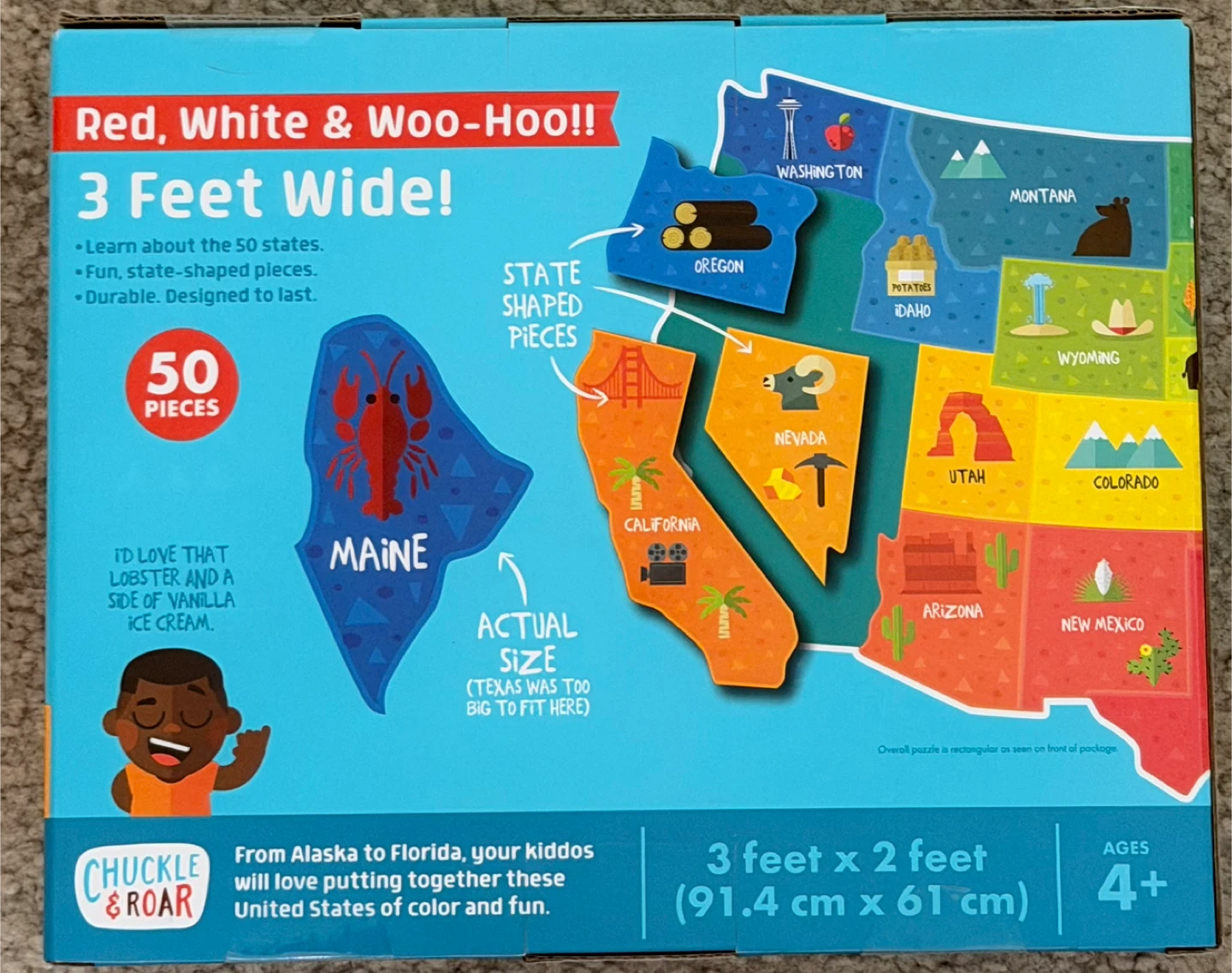 Chuckle & Roar Giant U.S.A. Map Floor Puzzle - 50 Pieces - photo 3