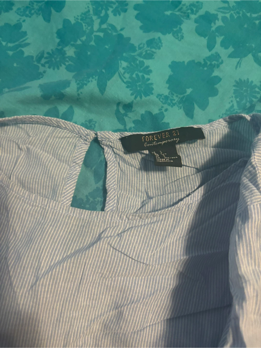 Forever 21 Blue Striped Lace Top - Size large - photo 2