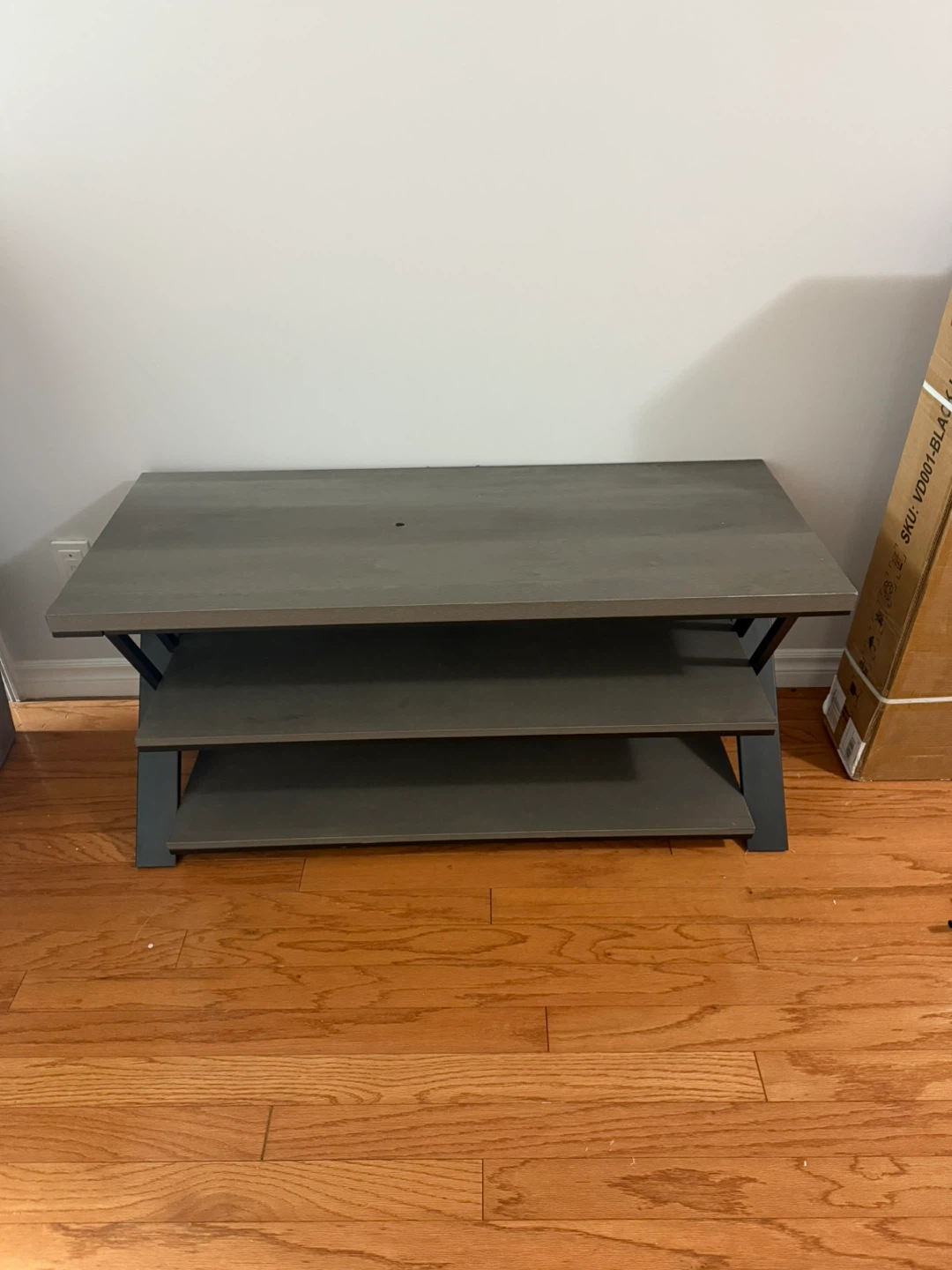 Modern Grey TV Stand / Media Console (3-Tier)