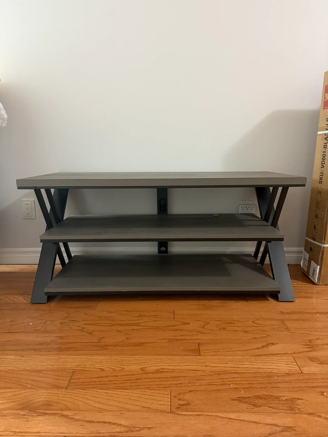 Modern Grey TV Stand / Media Console (3-Tier) - photo 2