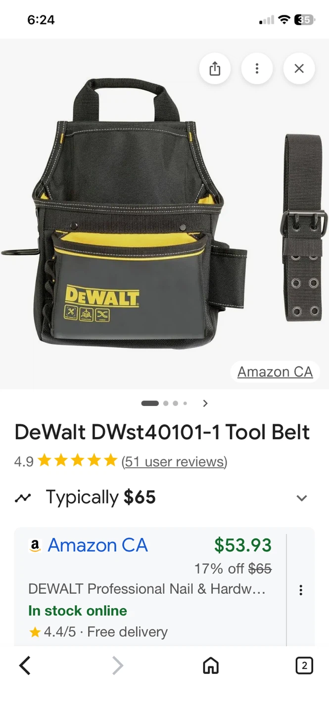 New DeWalt DWst40101-1 Tool Belt - photo 5