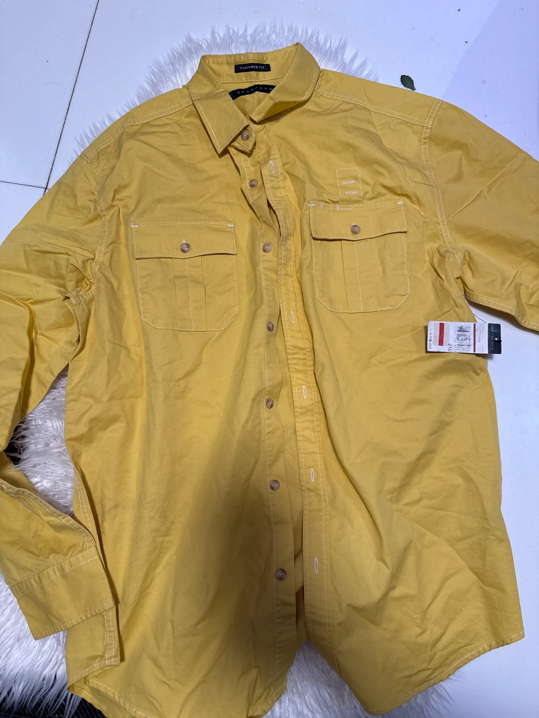 Sean John Yellow Tailored Fit Shirt - XXL