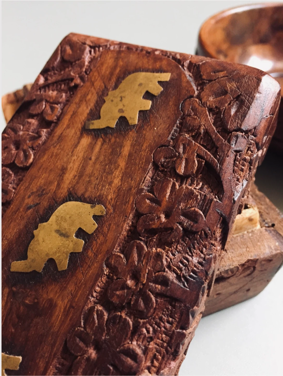 Vintage Hand Carved Wooden Tray Set - photo 4