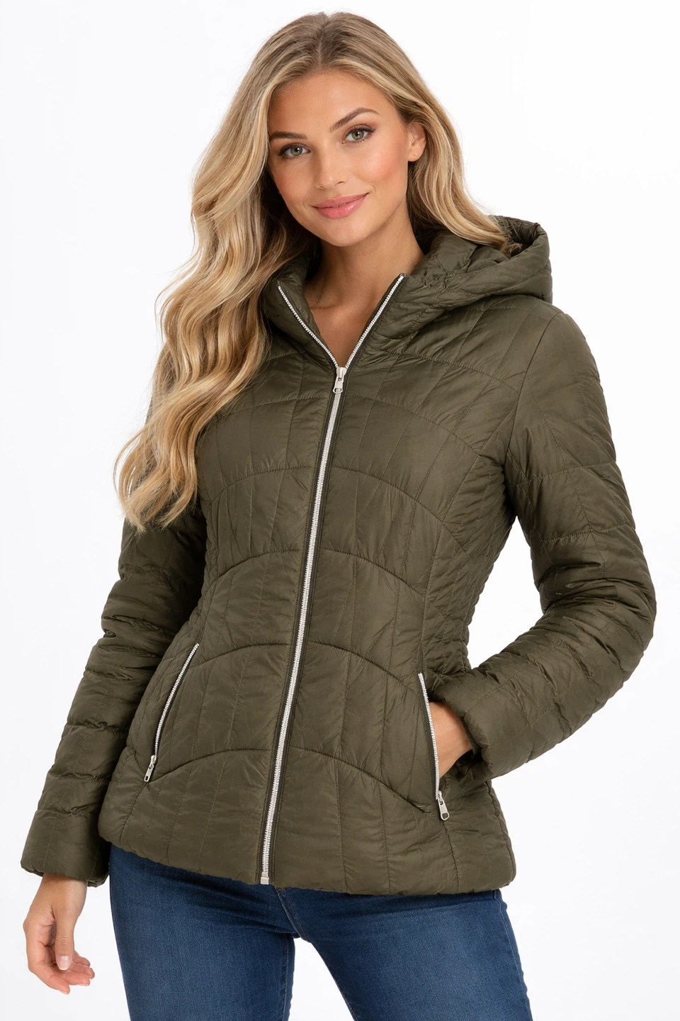 Celsius Women’s Green Puffer Jacket Hooded Lightweight 3XL