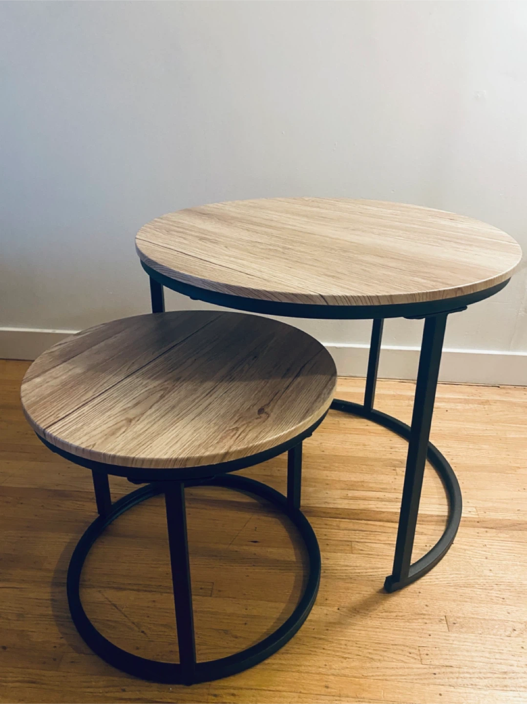Nesting Round Side Tables - Wood & Metal