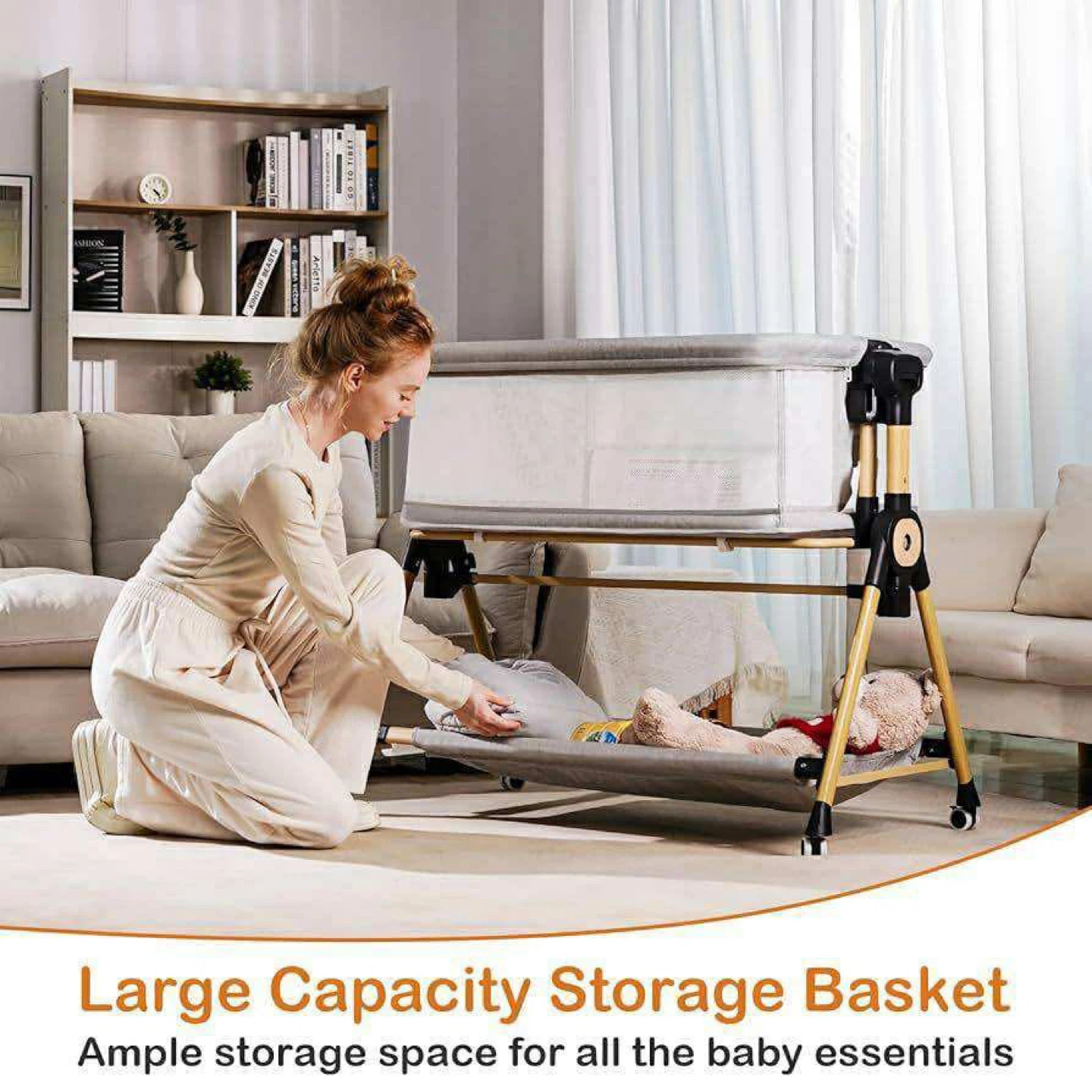 Baby Bedside Bassinet - Adjustable Height & Tilt - photo 5