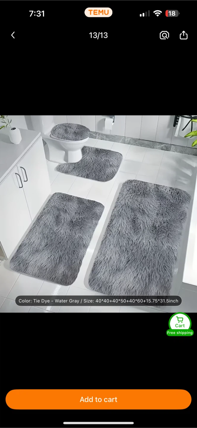 Tie Dye Water Gray Bath Mat Set - NEW - photo 2