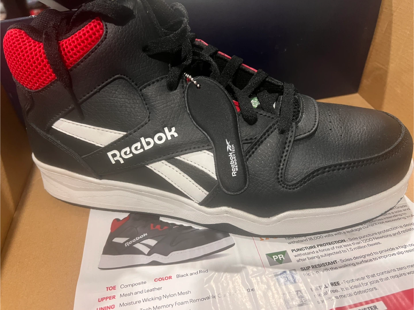 New Reebok BB4500 Work High Top Sneaker - Black/Red - photo 4