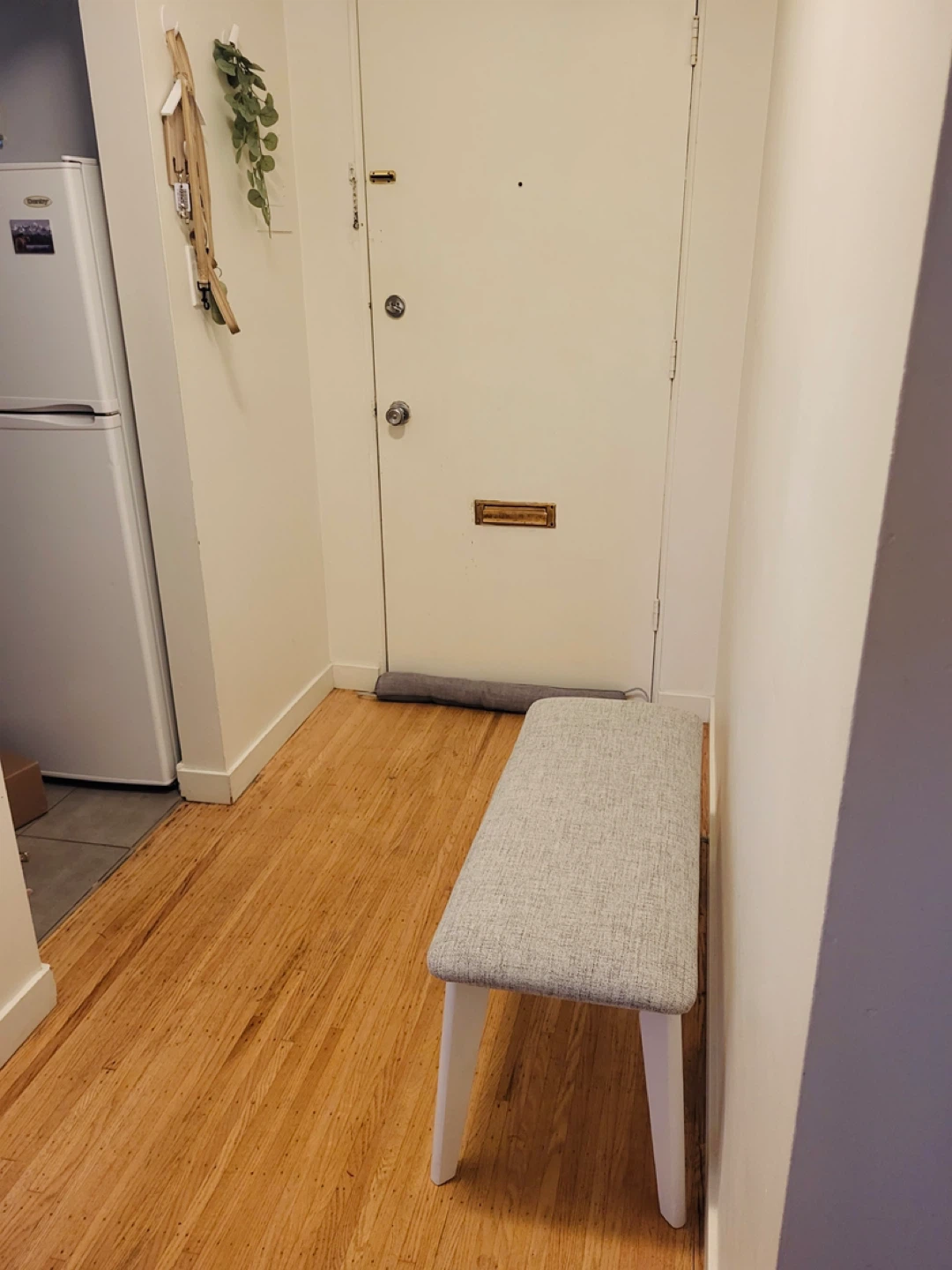 Grey Upholstered Bench