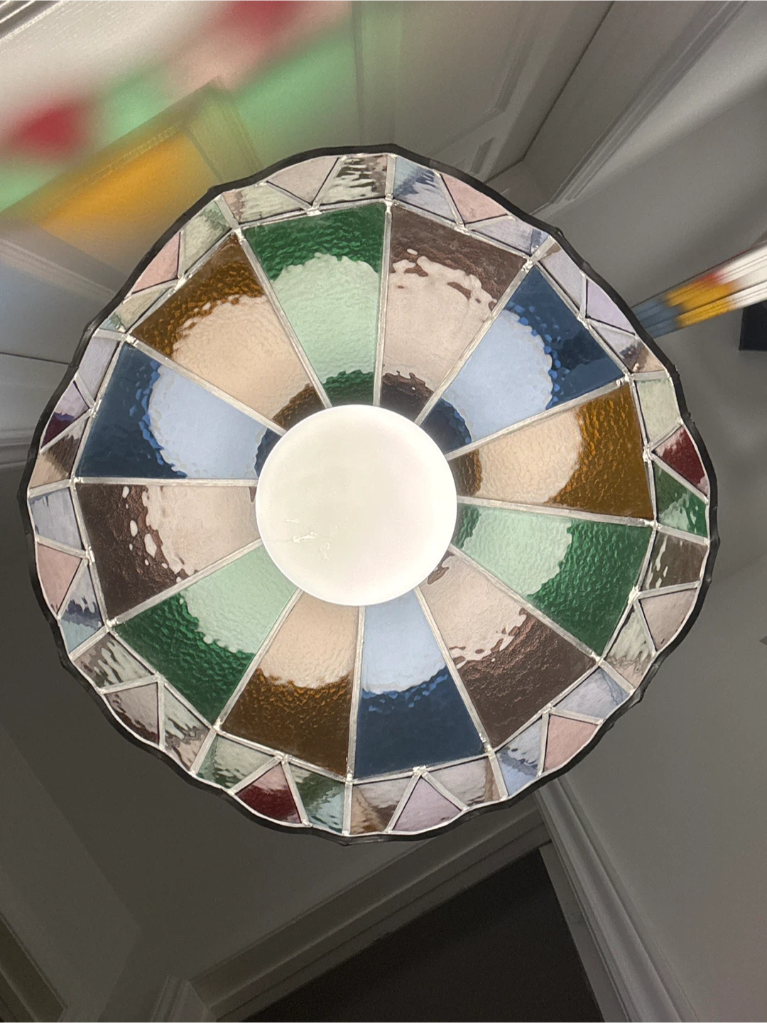 Vintage Stained Glass Hanging Lamp - photo 2