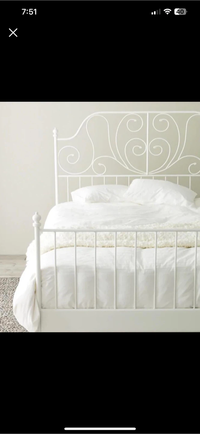 White Metal Bed Frame -Queen size frame