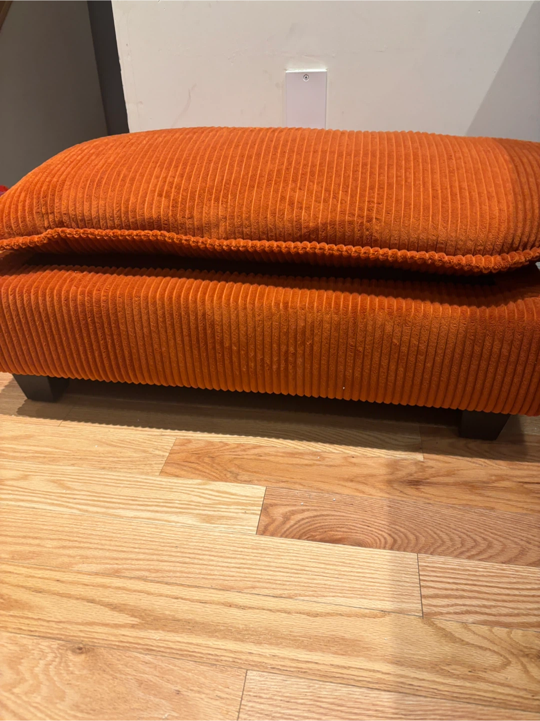 Orange Corduroy Ottoman, 17" x 21" - photo 2