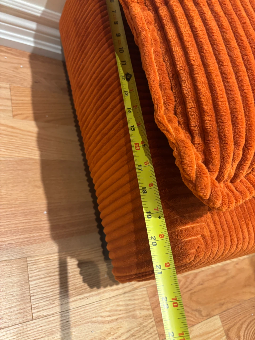 Orange Corduroy Ottoman, 17" x 21" - photo 5
