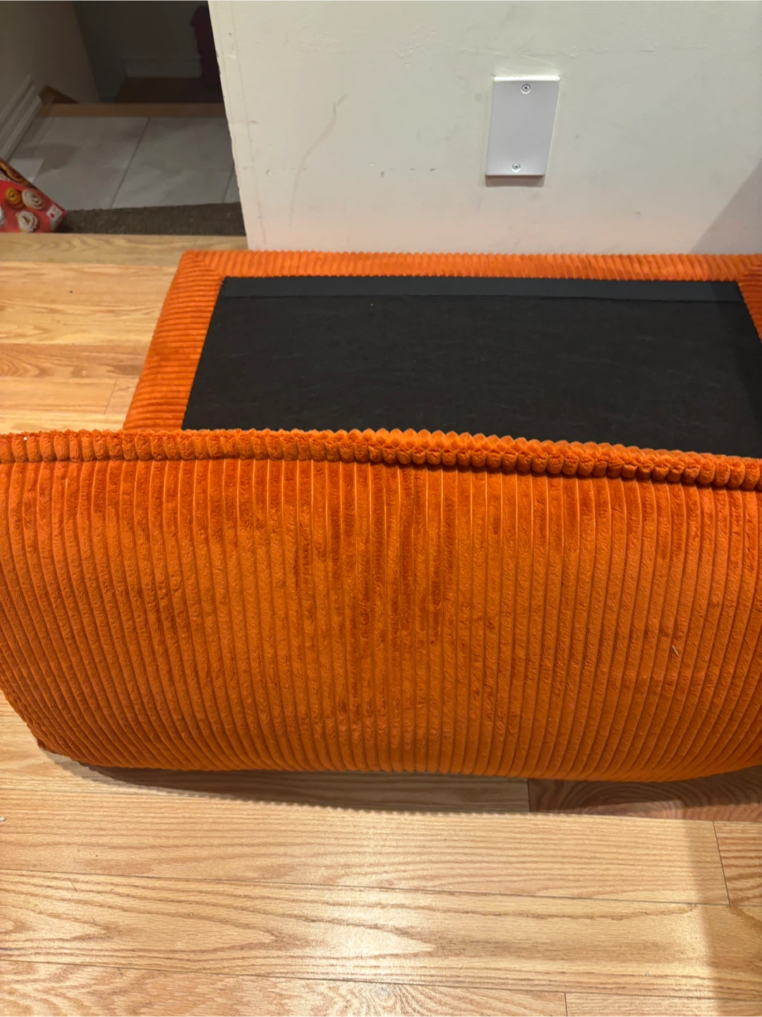 Orange Corduroy Ottoman, 17" x 21" - photo 3