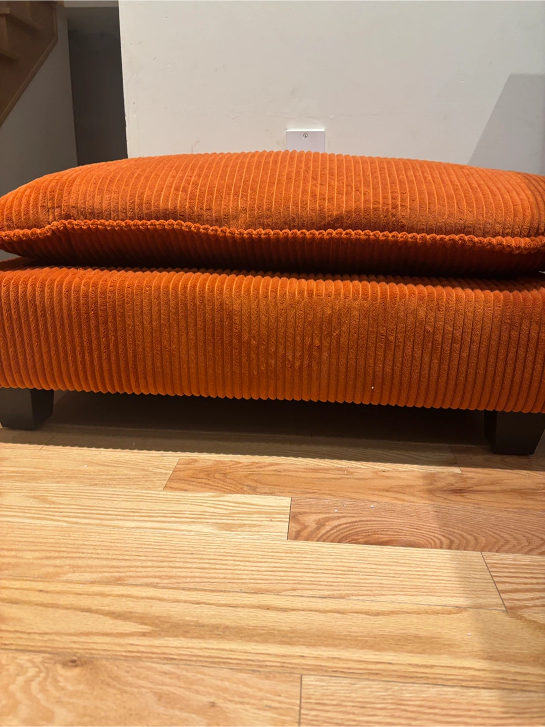 Orange Corduroy Ottoman, 17" x 21" - photo 4