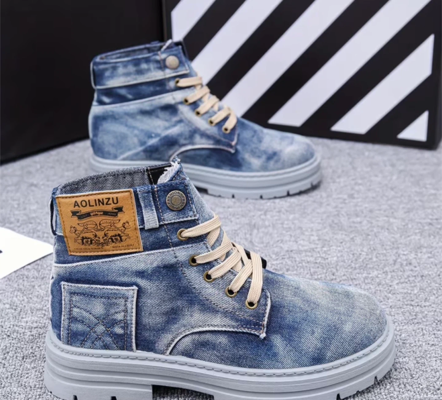 Aolinzu Denim Ankle Boots
