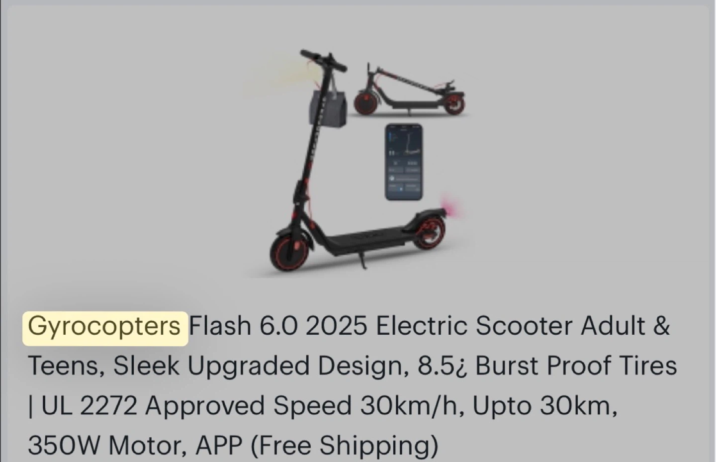 Gyrocopters Flash 6.0 2025 Electric Scooter - photo 3