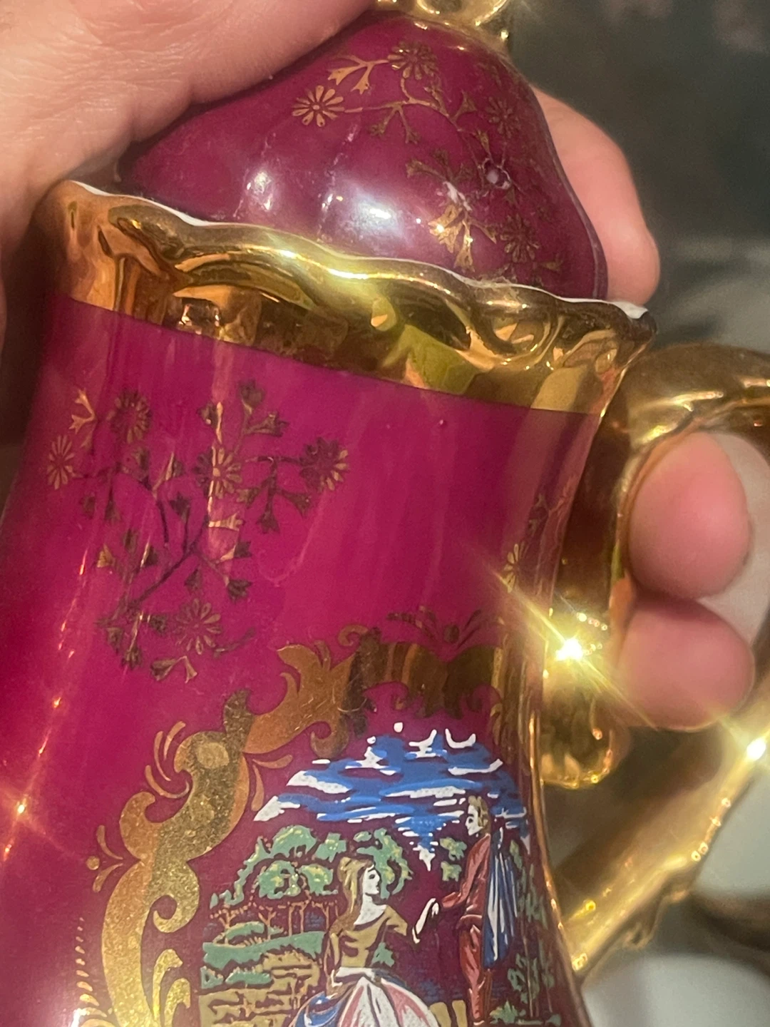 Vintage Japanese Porcelain Tea Set Ruby Red Gold Made in Japan - photo 4