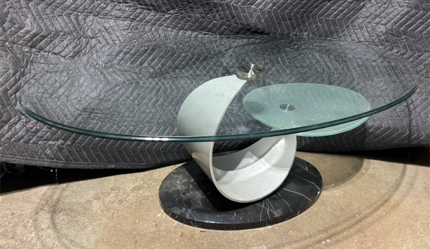 Glass Top Coffee Table with Marble Base