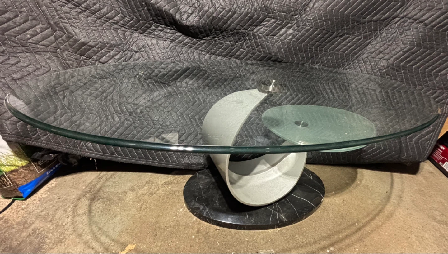 Glass Top Coffee Table with Marble Base - photo 2