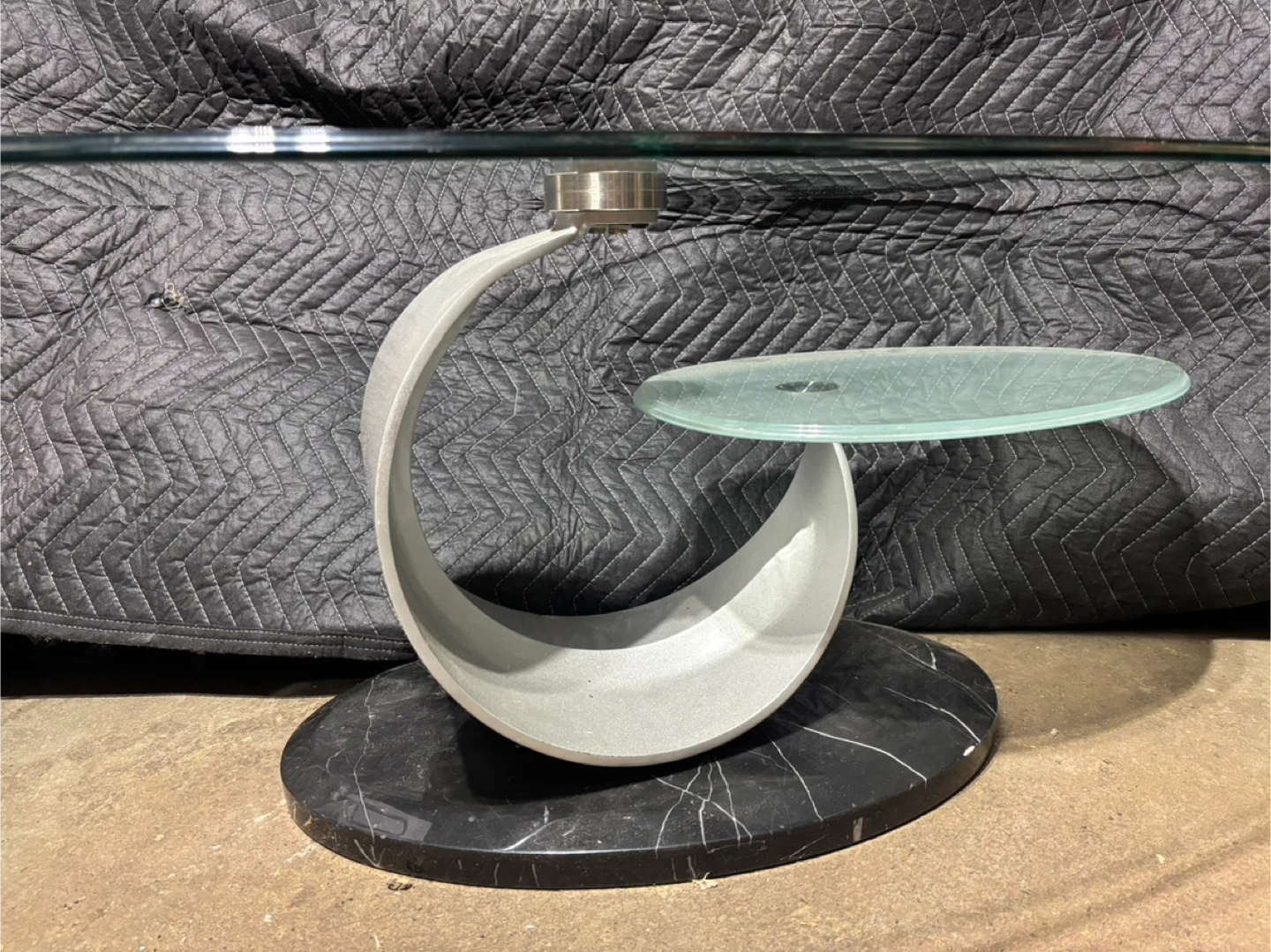 Glass Top Coffee Table with Marble Base - photo 4