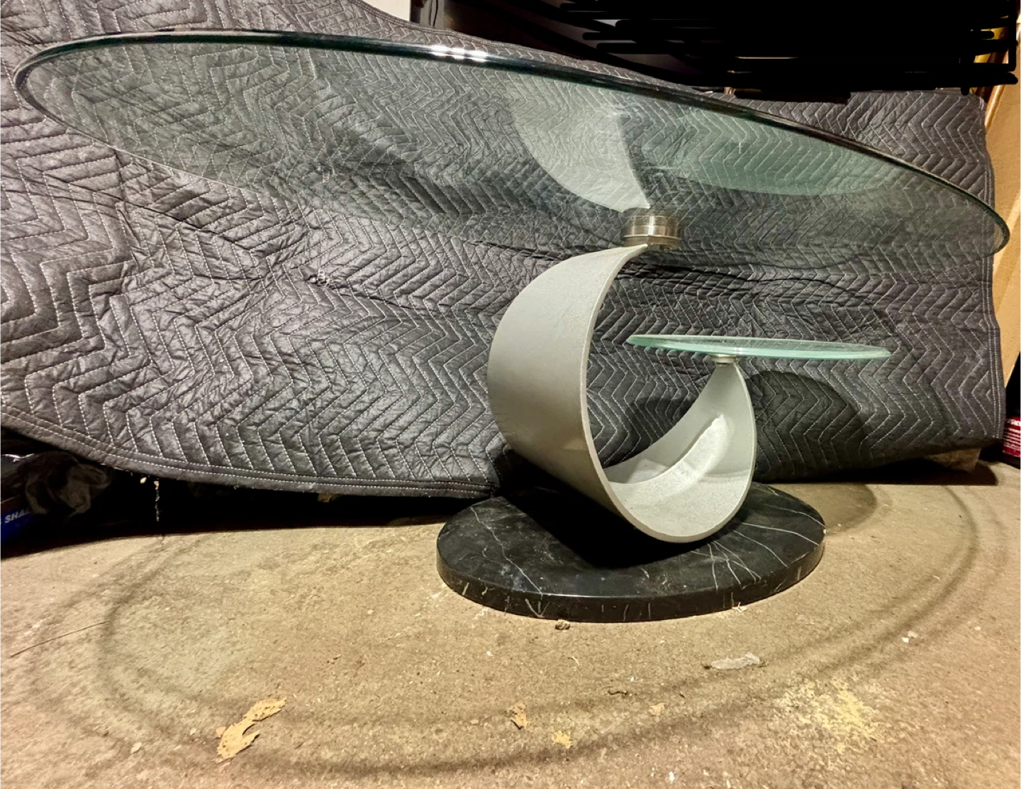 Glass Top Coffee Table with Marble Base - photo 3