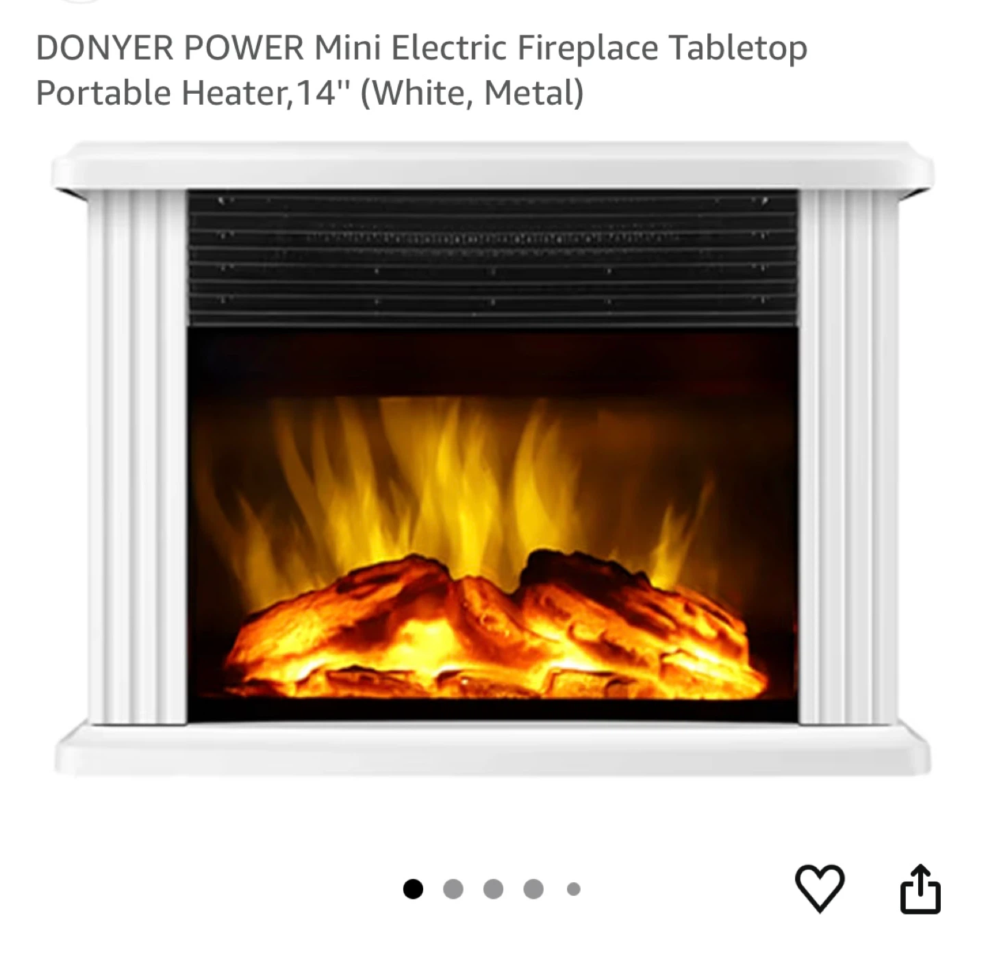 Donyer Power Mini Electric Fireplace - White