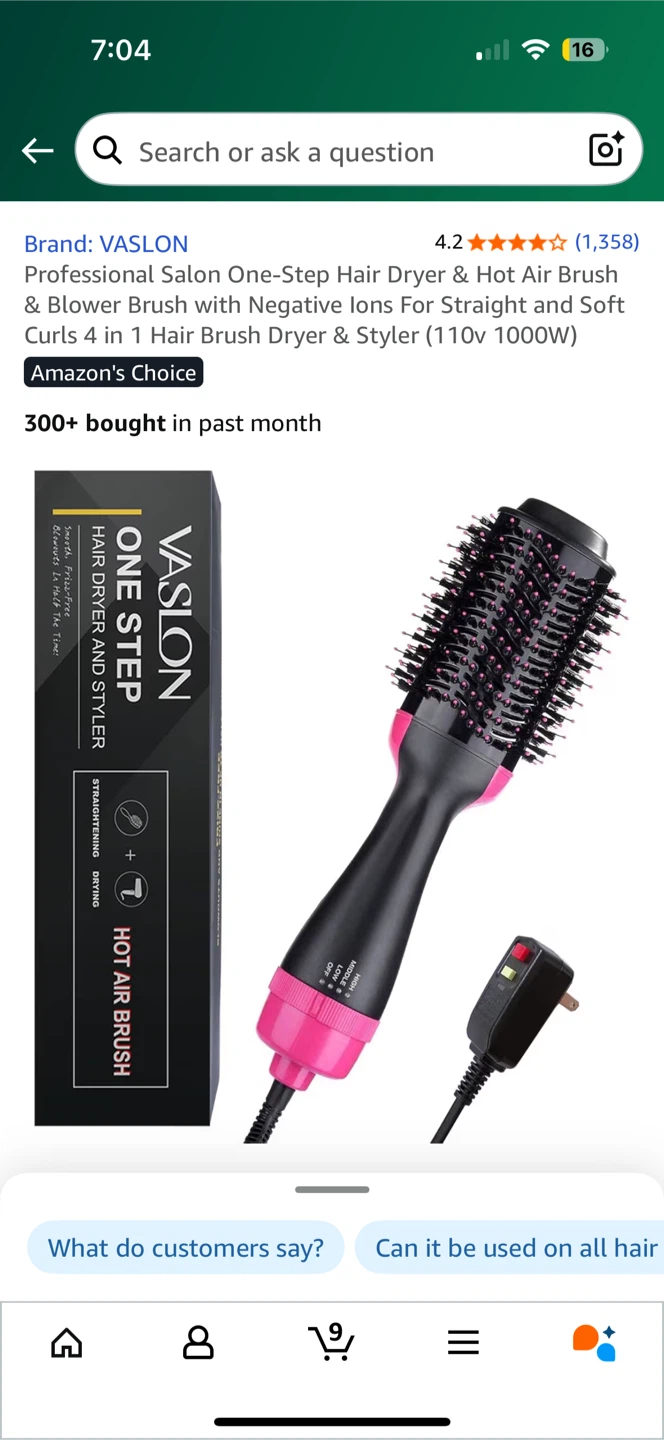 VASLON One-Step Hair Dryer & Hot Air Brush