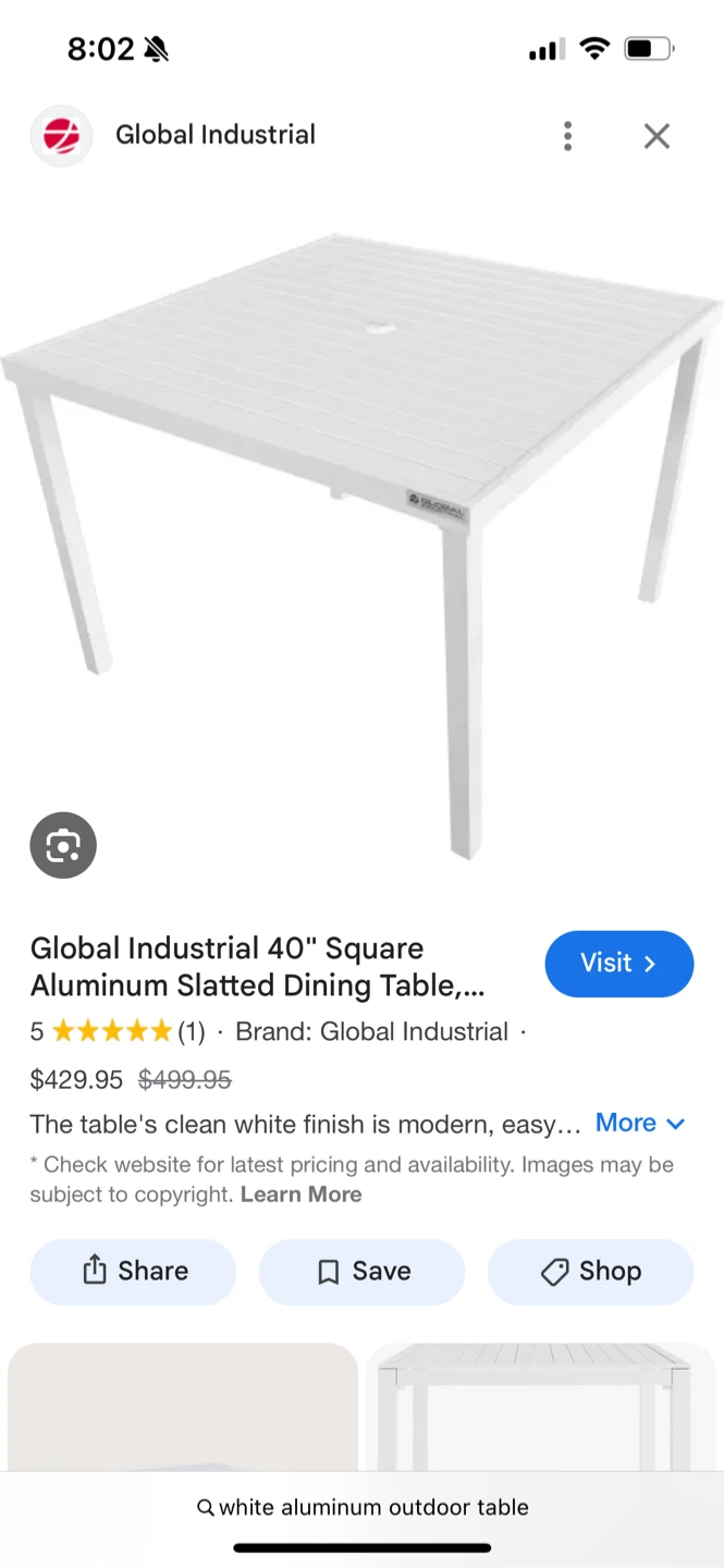White Aluminum Outdoor Table