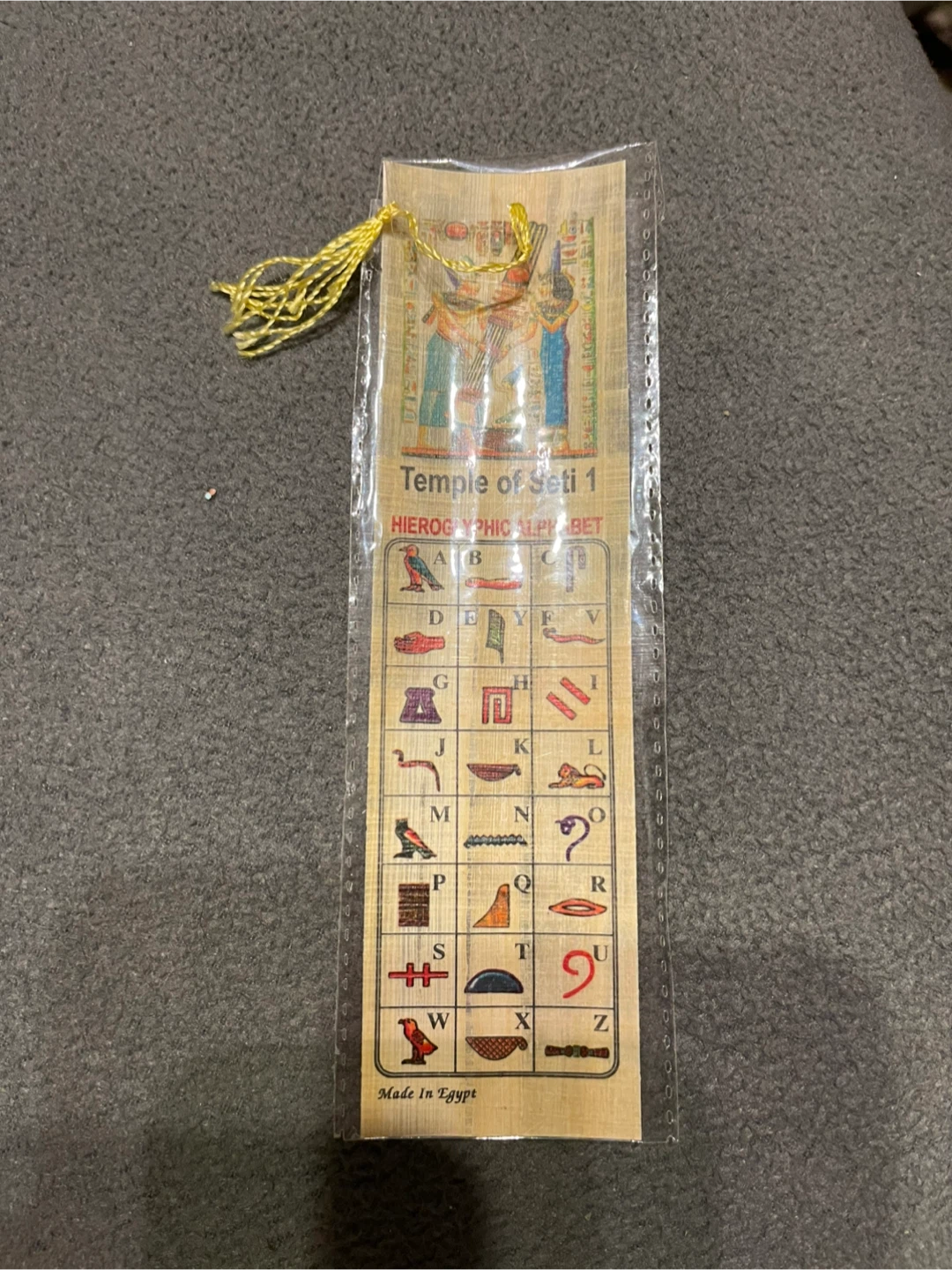 Temple of Seti 1 Hieroglyphic Alphabet Bookmark