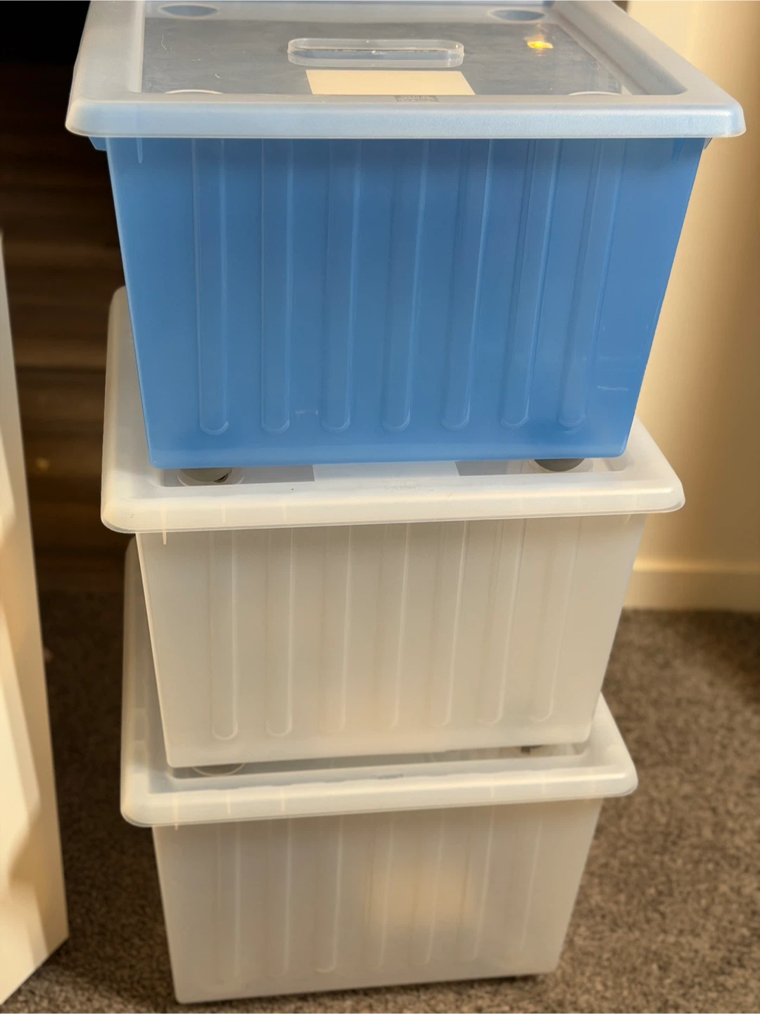 Blue & White Storage Bins with Lids - Set of 3 - photo 4