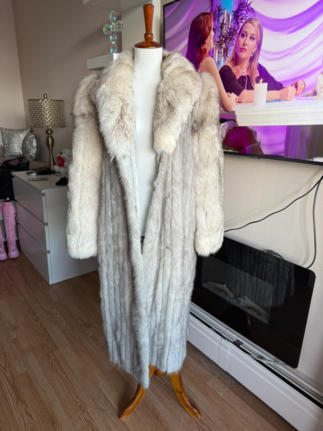 Real mink and fox fur coat jacket