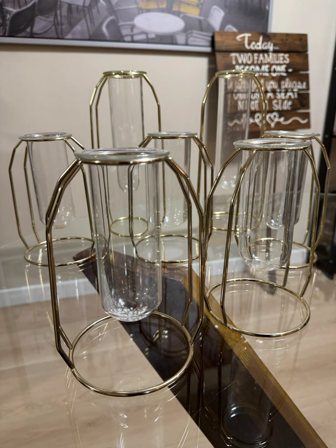 Gold Metal & Glass Bud Vases (Set of 6) - photo 2