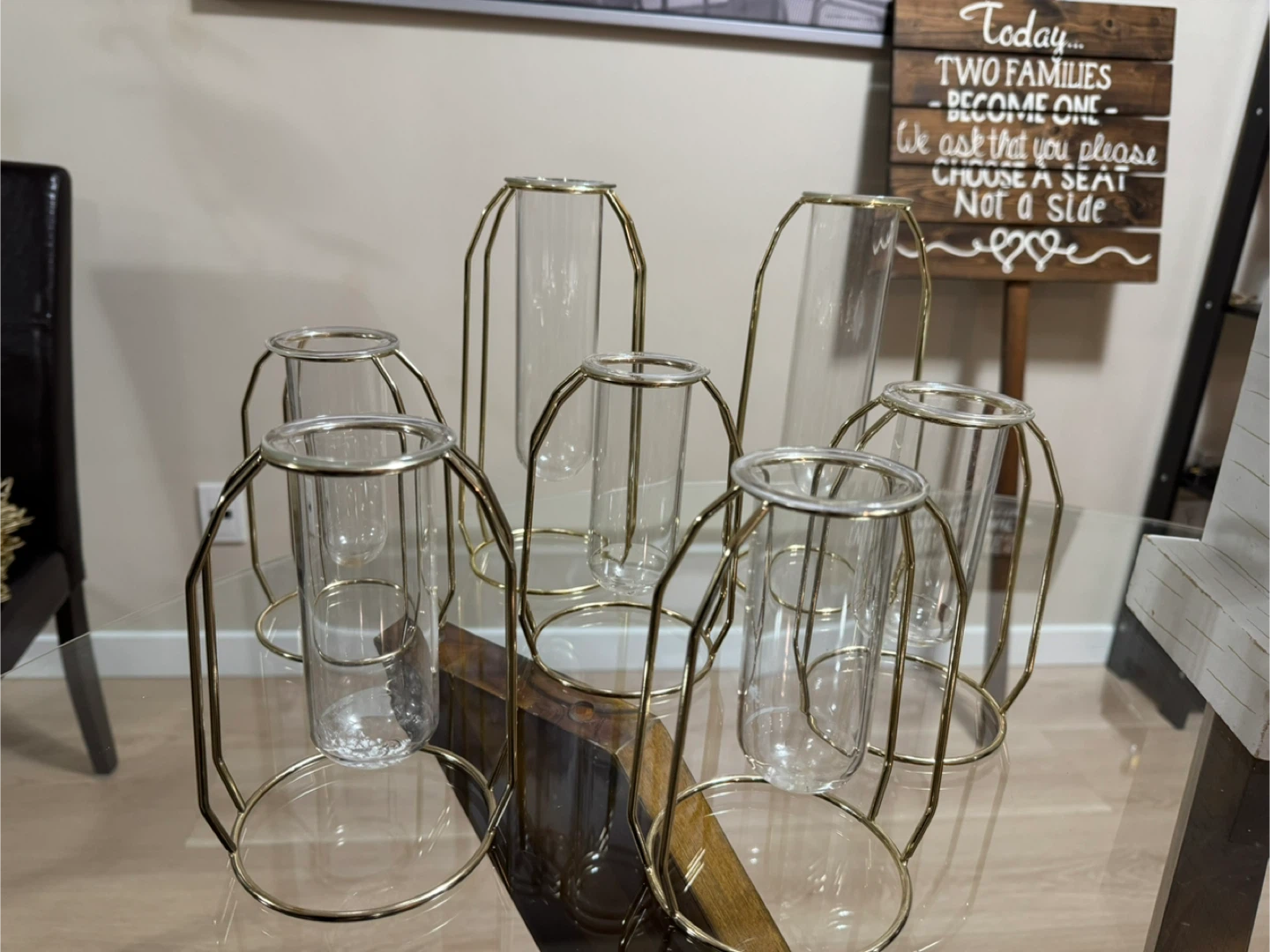 Gold Metal & Glass Bud Vases (Set of 6)