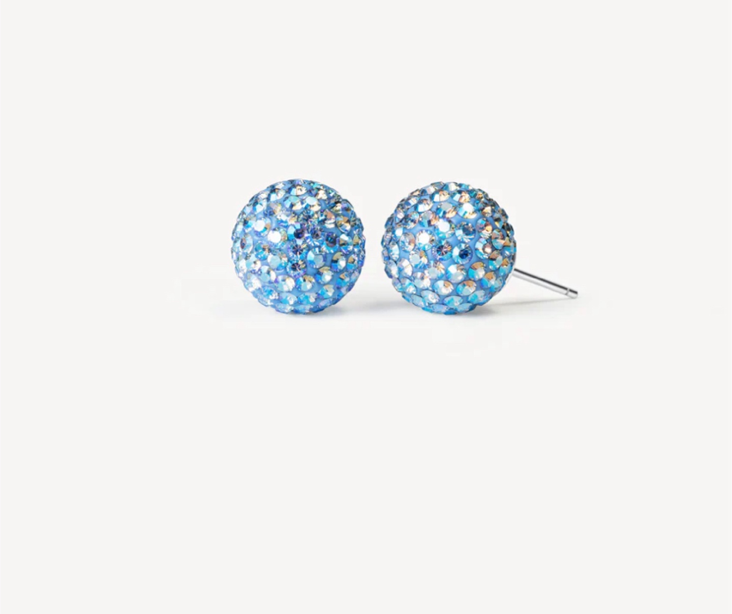 8mm Sparkle Crystal Ball Studs - pink, blue, purple